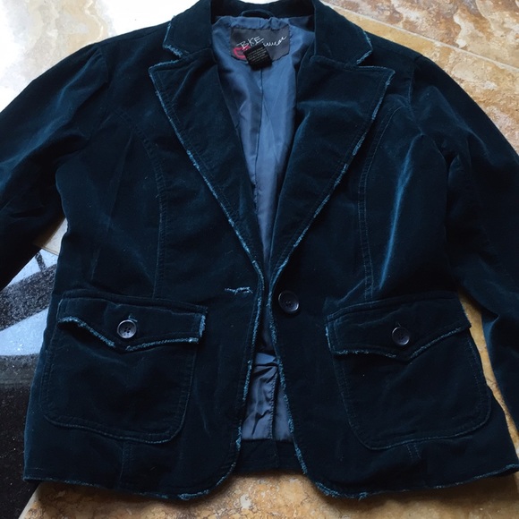 BKE outerwear deep emerald/evergreen velvet /distressed edge - Picture 2 of 7